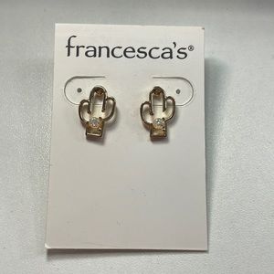 Gold Cactus Earrings Francescas Pearl Stud Post Backing Outline Dainty